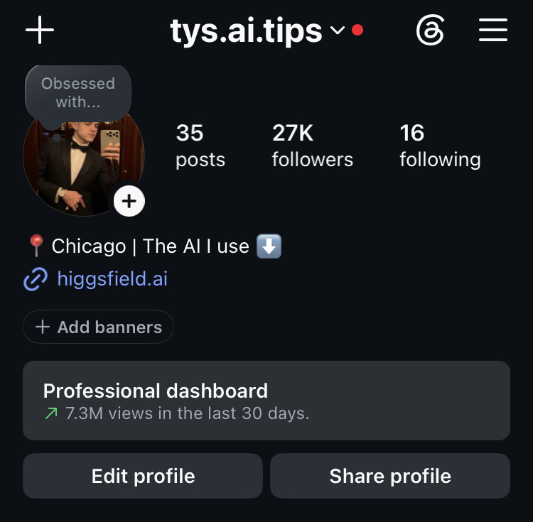 Instagram Profile @tys.ai.tips